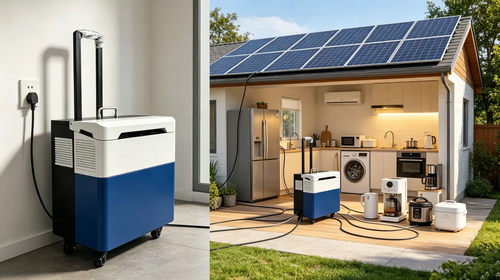 220V 5.5kw محطة طاقة محمولة متعددة مخرجات التيار المتردد تخزين بطارية محمولة 5500W مولد شمسي