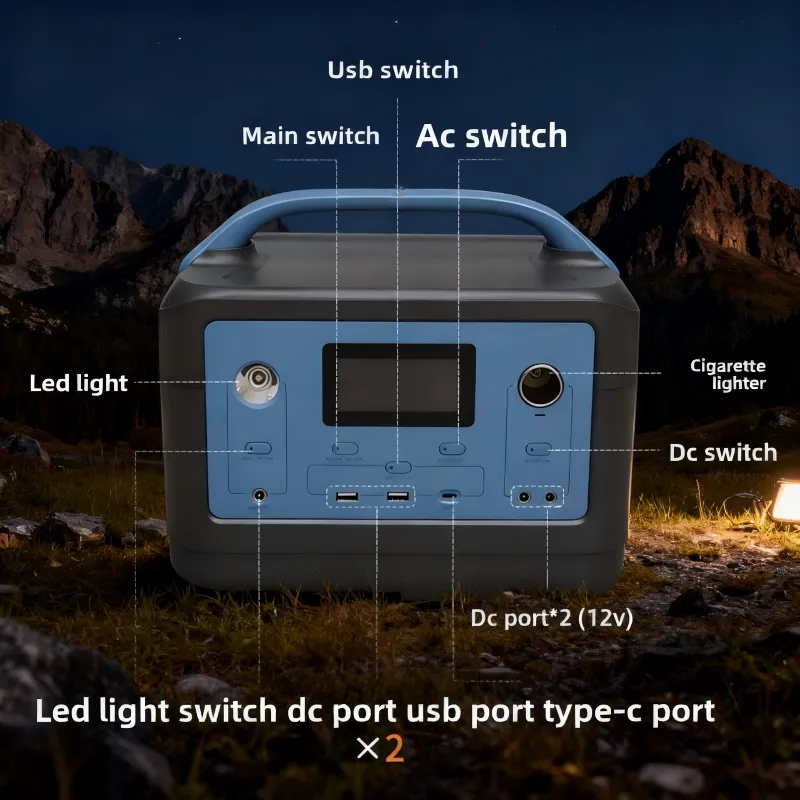 مولد الألواح الشمسية 800W 512wh نظام إضاءة منزلي ببطارية خارجية موجة جيبية نقية وحدة تحكم MPPT محطة طاقة محمولة