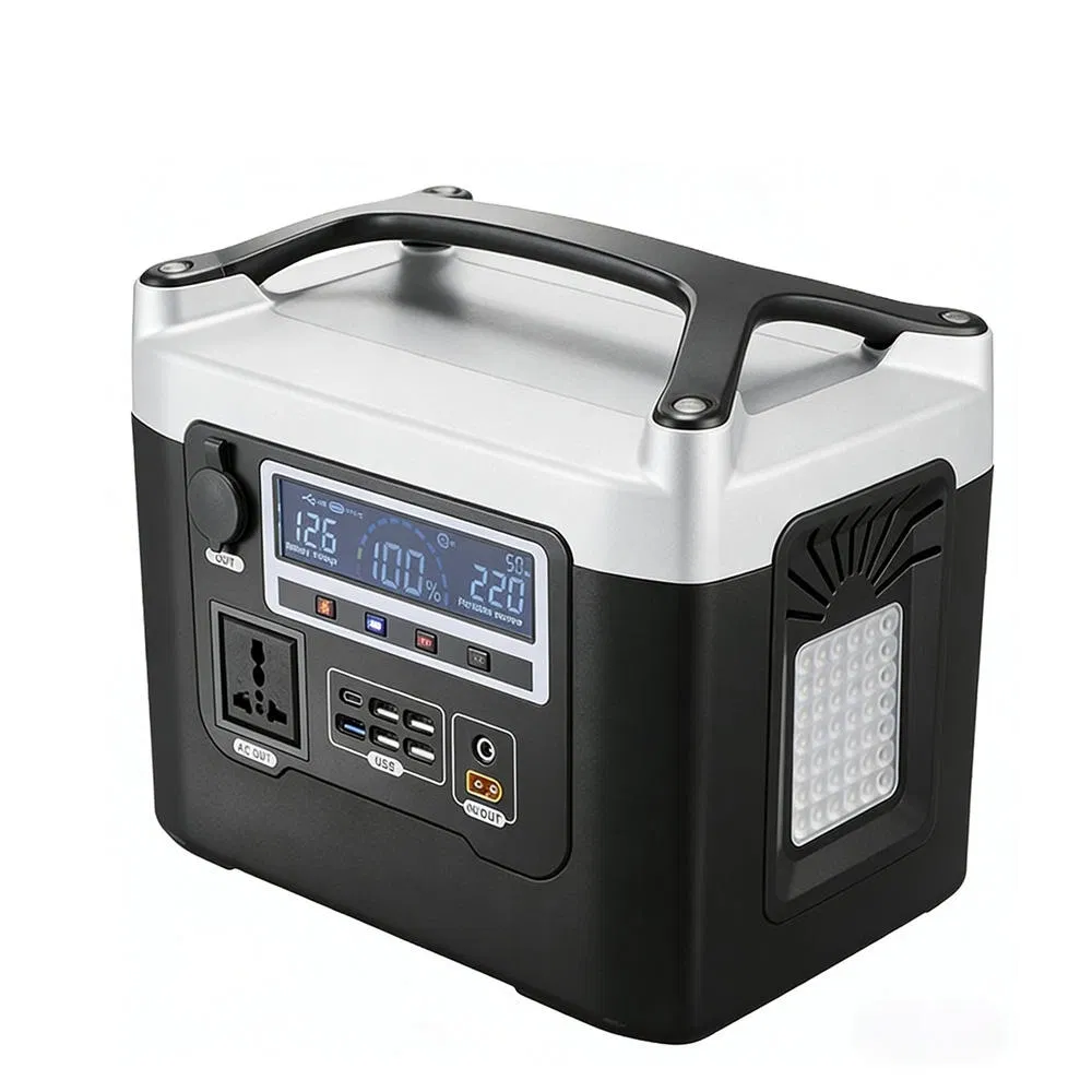 محطة طاقة محمولة 600wh بطارية ليثيوم أيون 100W لوحة شمسية منزلية مولد LED خارجي