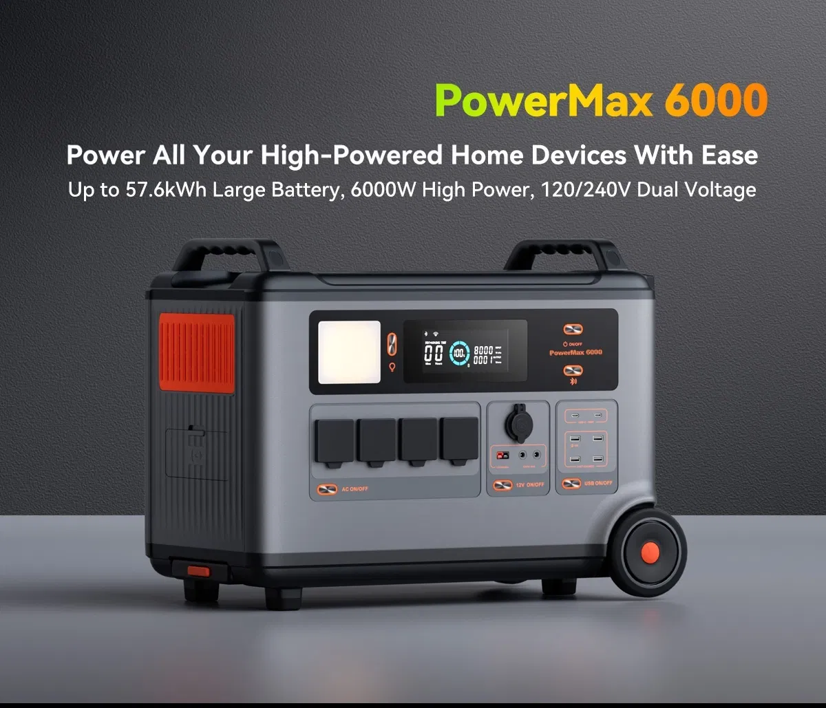 مولد الطاقة الشمسية المحمول 6000W 3600wh محطة الطاقة للاحتياطي المنزلي والنشاطات الخارجية