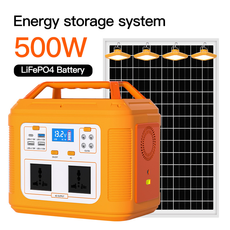 500W محطة طاقة محمولة 537wh LiFePO4 مولد بطارية شمسي للتخييم في الهواء الطلق واحتياطي الطوارئ المنزلي