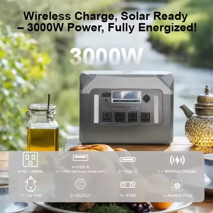 محطة طاقة خارجية محمولة 3000W مزودة ببطارية ليثيوم أيون