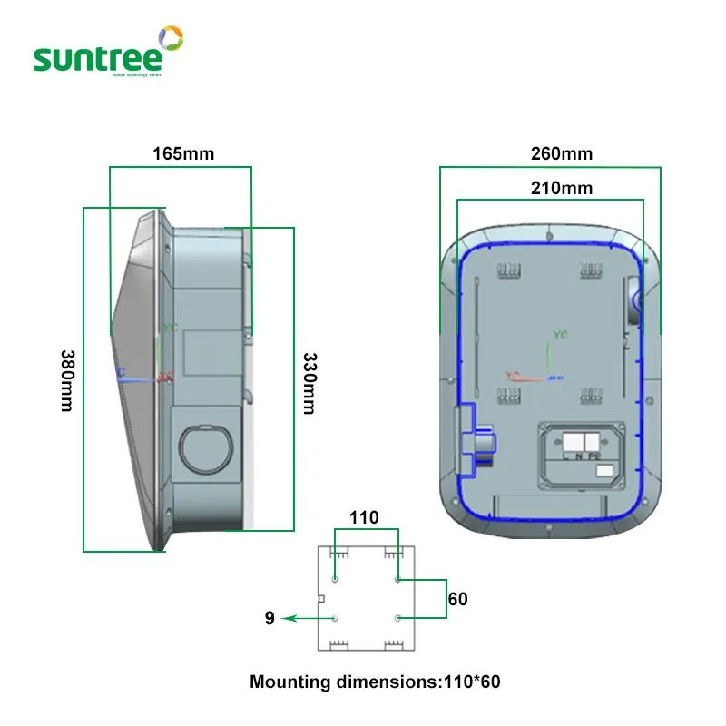 شاحن كهربائي محمول للسيارات الكهربائية 3 محطة شحن حائط 16A 11kw تيار متردد 380V