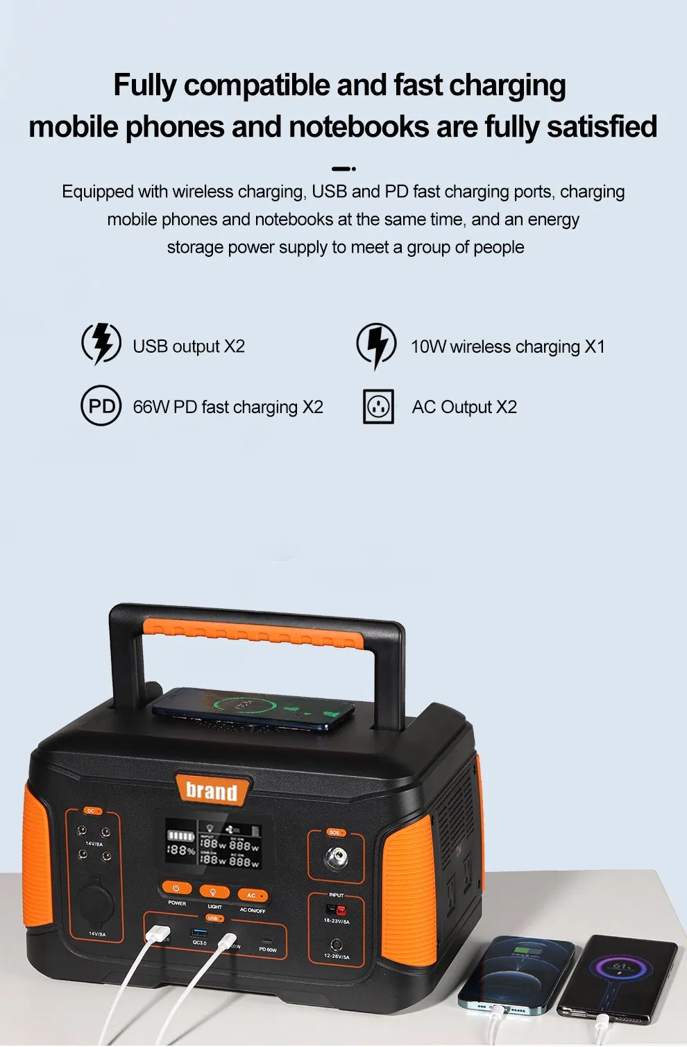 1000W نظام تخزين الطاقة 300W 500W 1000W محطة متنقلة للتخييم بنك طاقة محمول نظام تخزين الطاقة الخارجي نظام الطاقة الشمسية OEM