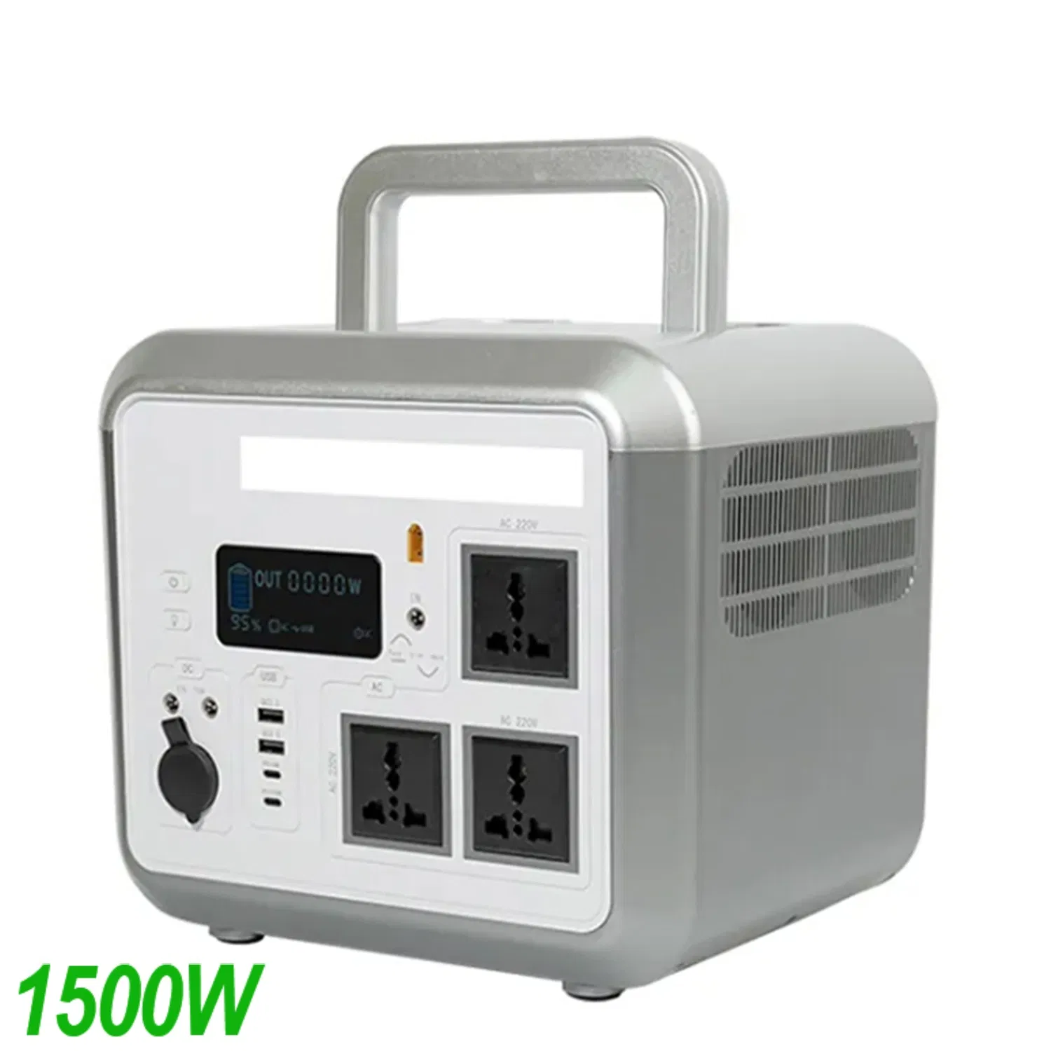 محطة طاقة محمولة 1500W, 1536wh LiFePO4 مولد شمسي، مصدر طاقة طارئ مع شحن شمسي للاستخدام المنزلي والتخييم