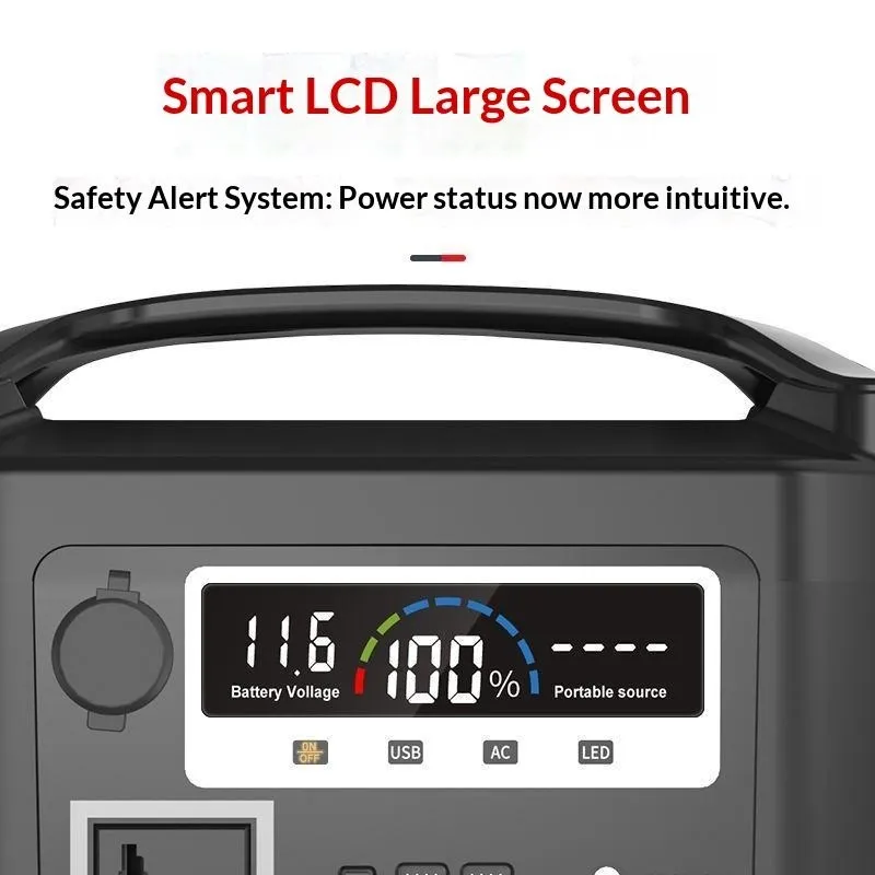 محطة طاقة محمولة 600wh بطارية ليثيوم أيون 100W لوحة شمسية منزلية مولد LED خارجي
