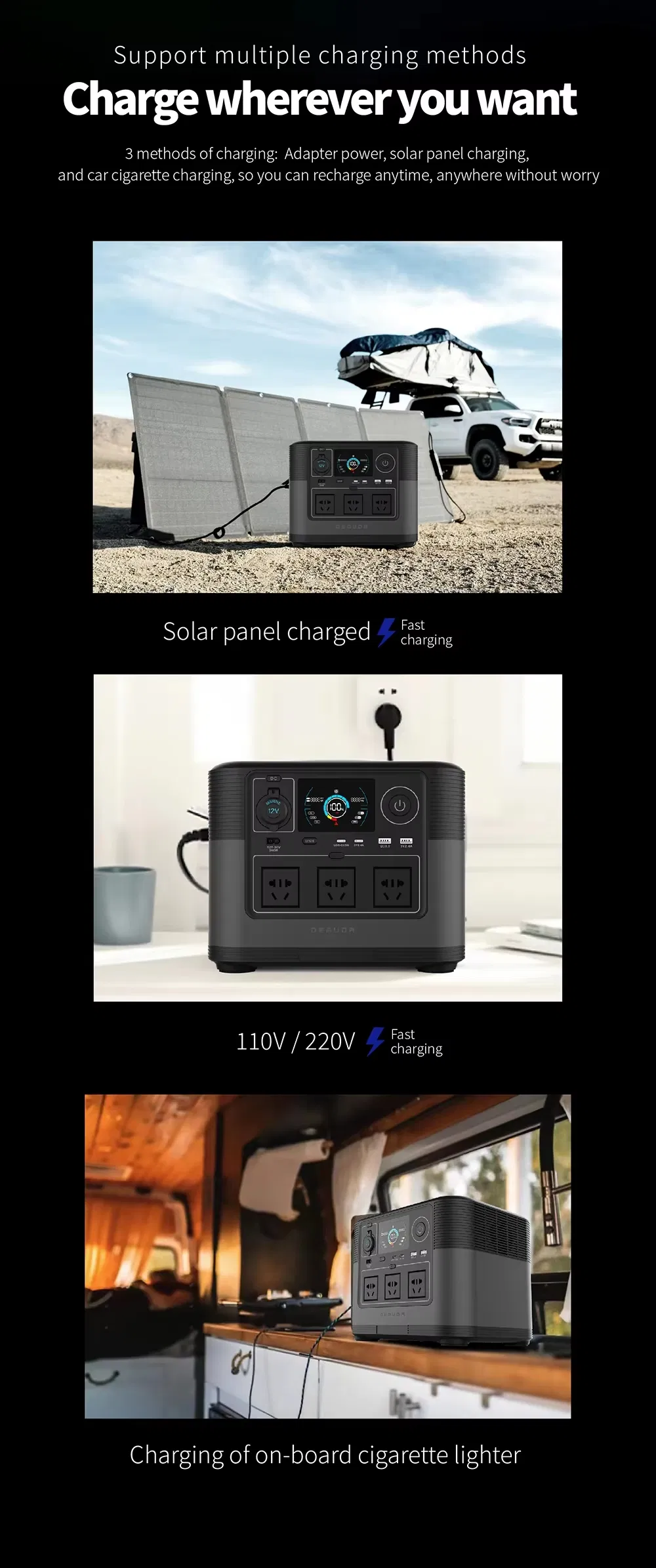 جهاز شحن محمول 1200W محطة طاقة UPS LiFePO4