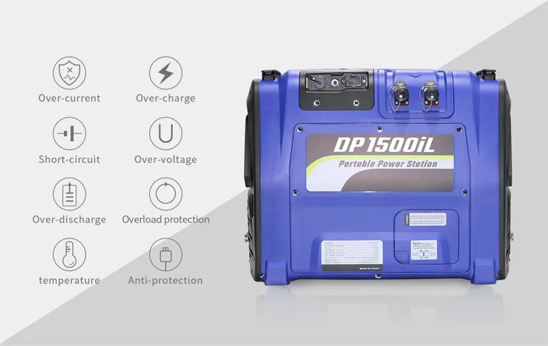 بطارية خارجية كبيرة السعة وصامتة تمامًا 1500W محطة طاقة محمولة خالية من الانبعاثات