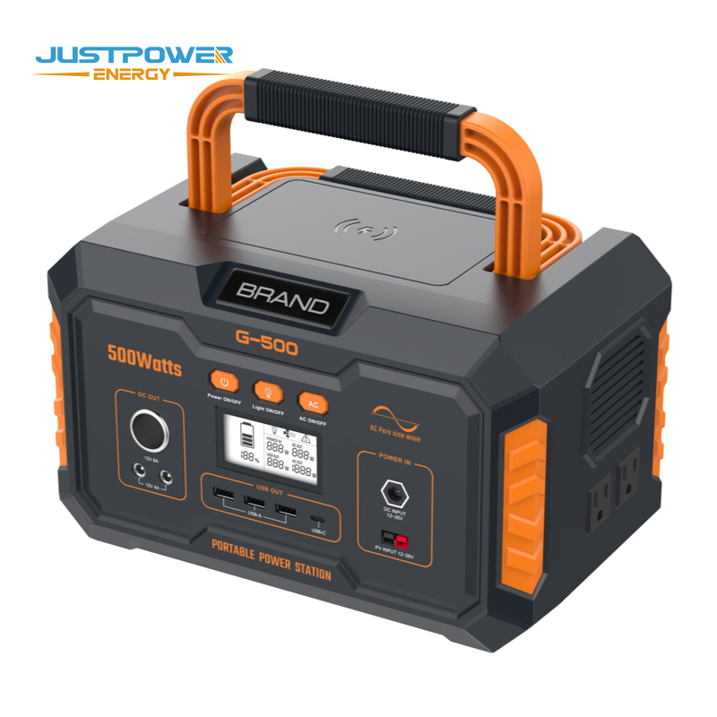 مولد شحن سريع لاسلكي بالطاقة الشمسية 500W 220V LiFePO4 بنك طاقة محمول بالبطارية الشمسية