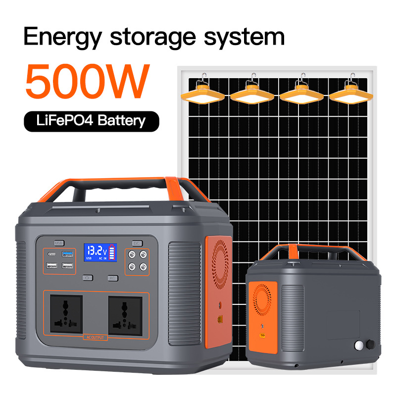 500W محطة طاقة محمولة 537wh LiFePO4 مولد بطارية شمسي للتخييم في الهواء الطلق واحتياطي الطوارئ المنزلي