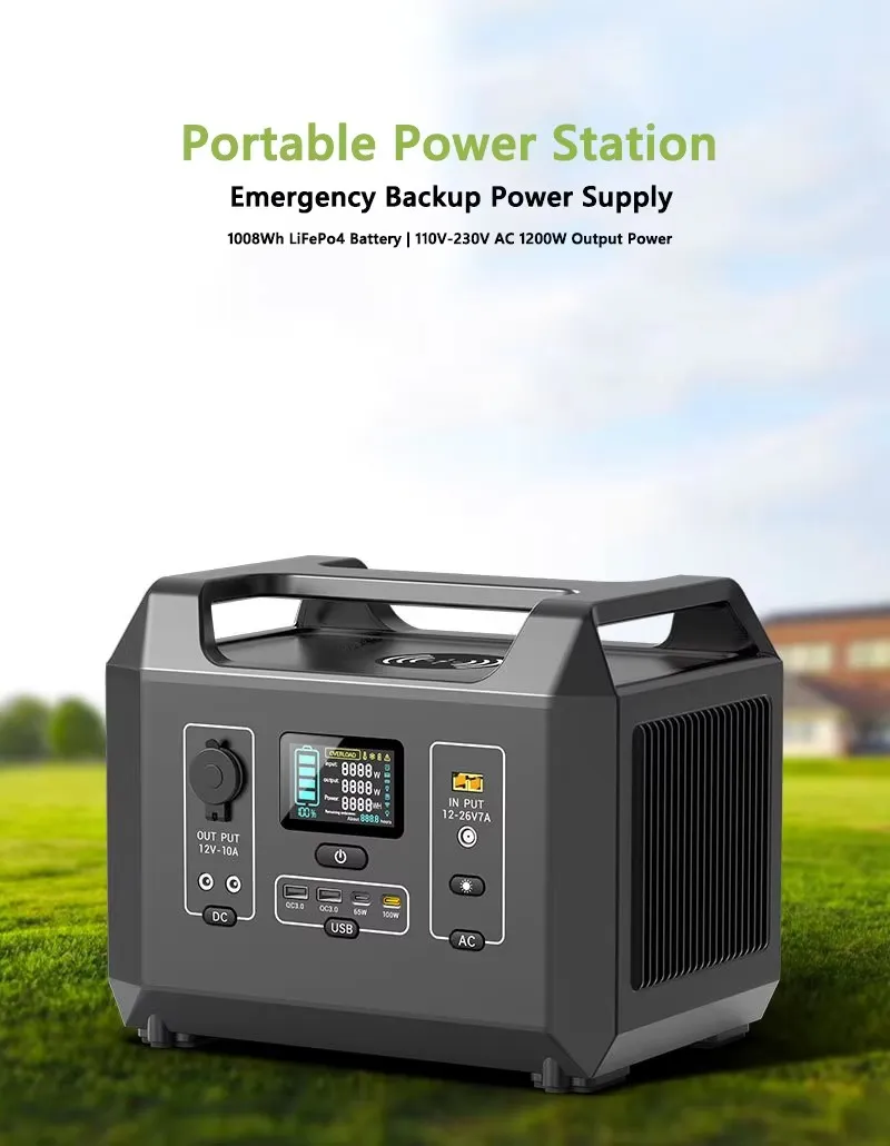 سعر المصنع 1200W 1008wh LiFePO4 محطة طاقة محمولة لاسلكية مولد طاقة شمسية خارجي بطارية للسيارة المنزل في الهواء الطلق