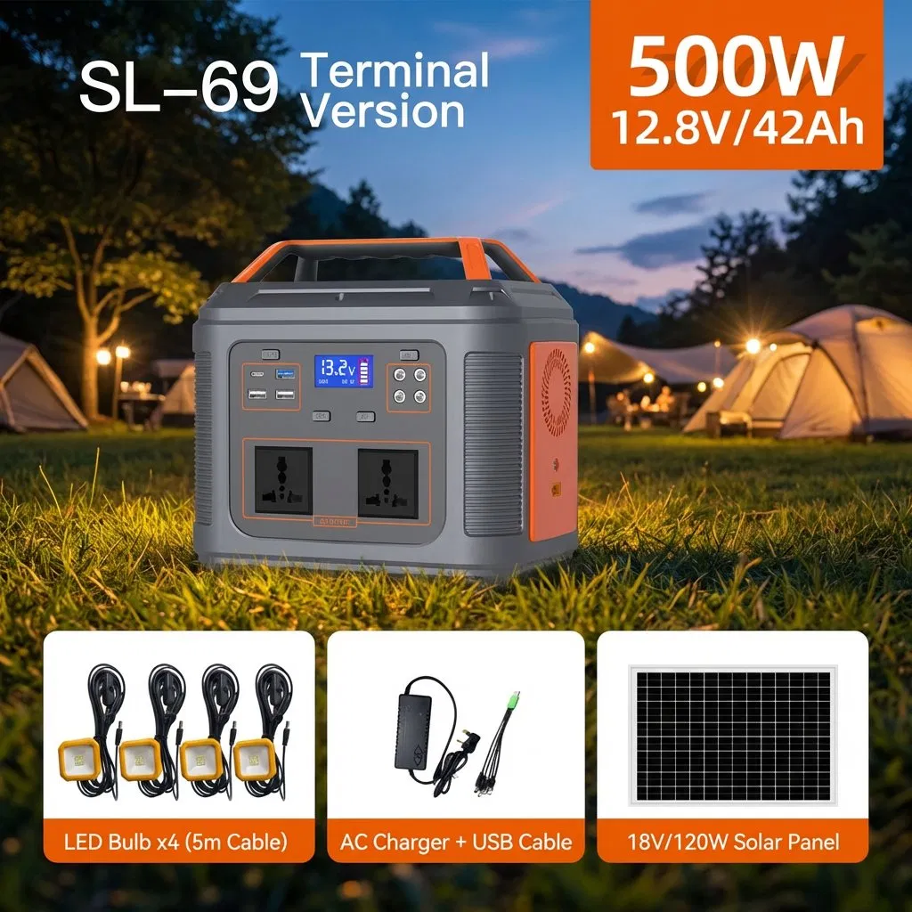 500W محطة طاقة محمولة 537wh LiFePO4 مولد بطارية شمسي للتخييم في الهواء الطلق واحتياطي الطوارئ المنزلي