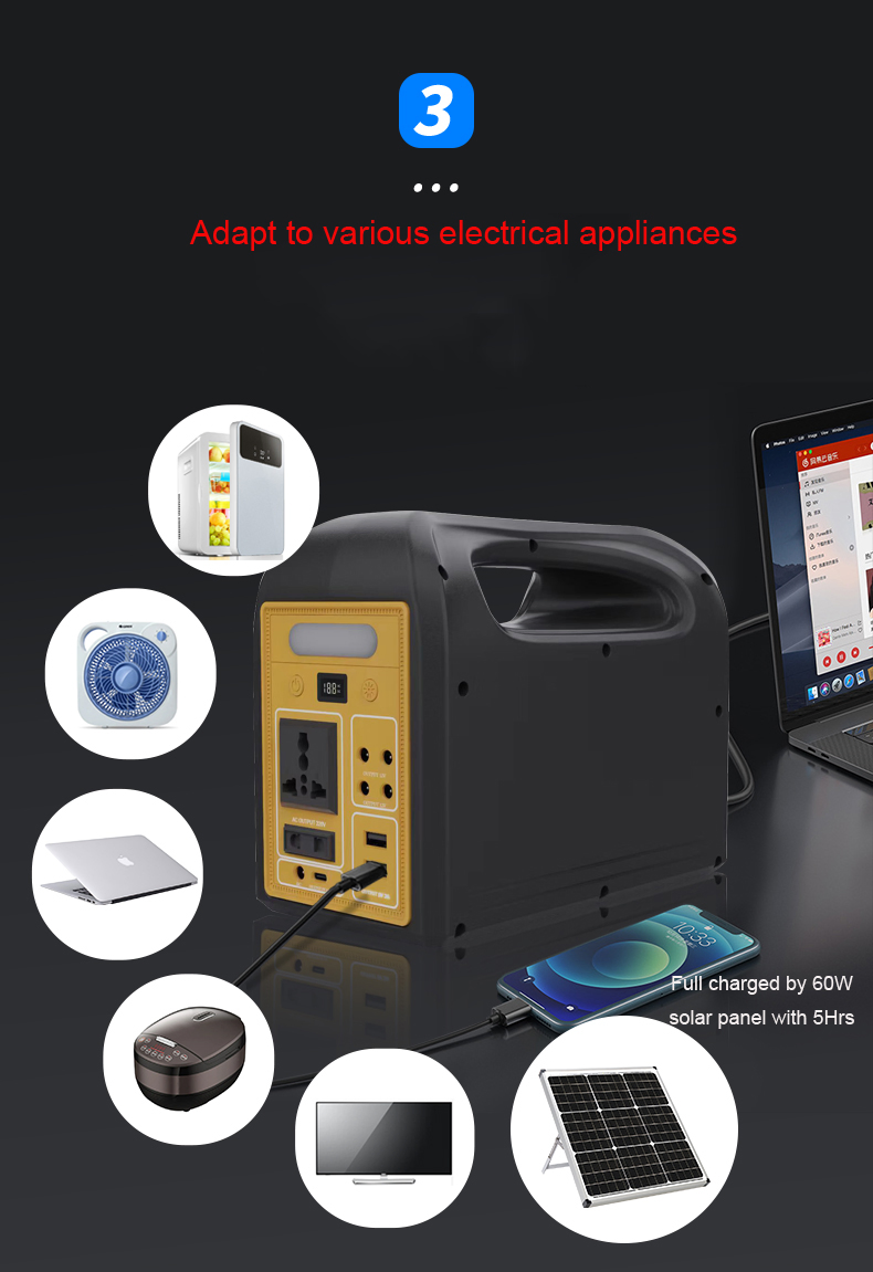 محطة طاقة شمسية صغيرة 150W 300W 500W 180000mAh مزود طاقة شاحن بنوك الطاقة المحمولة الخارجية