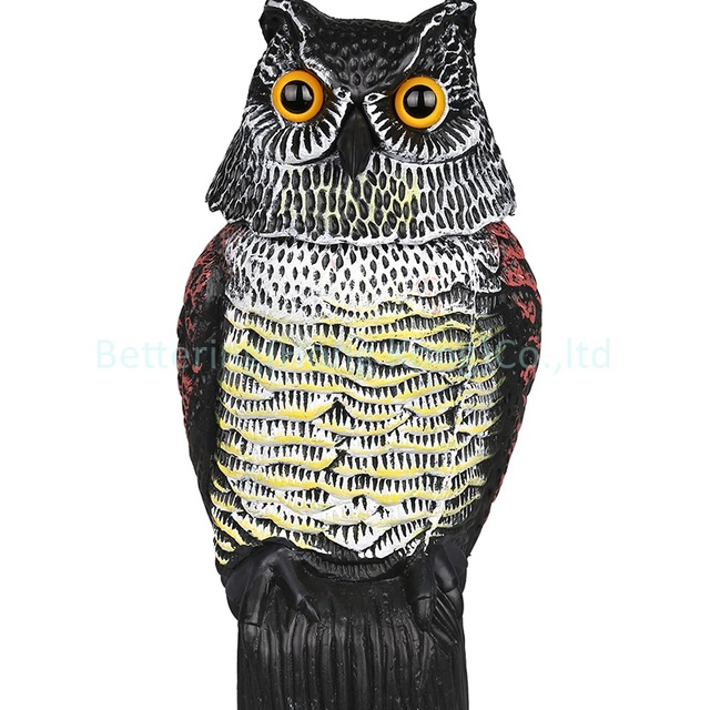 Plastic Owl Shape Bird Pest Control Garden Scarecrow with Movable Head