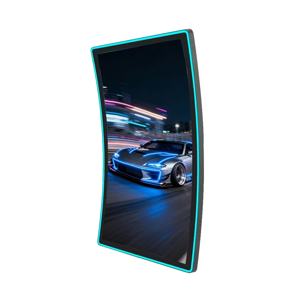 Interactive 55-Inch Curved LCD Screen for Gaming and Signage