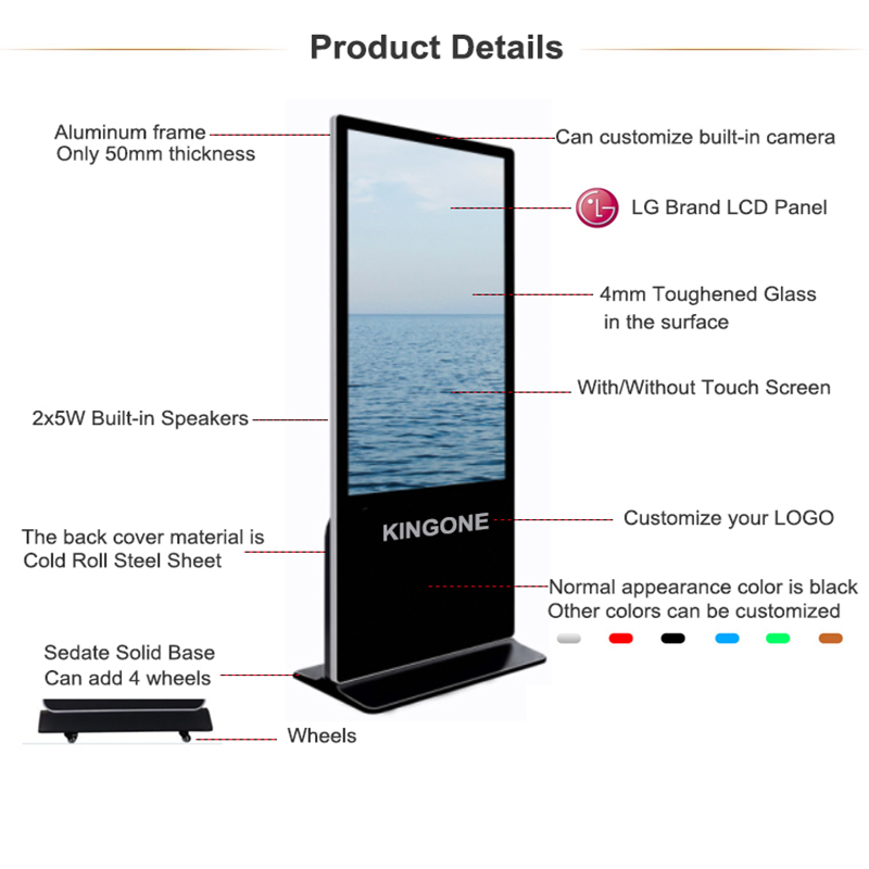 Freestanding 32/43/55/65 Indoor Advertising Kiosk LCD Advertising Payers and Displays Kiosk Digital Signage for Sale