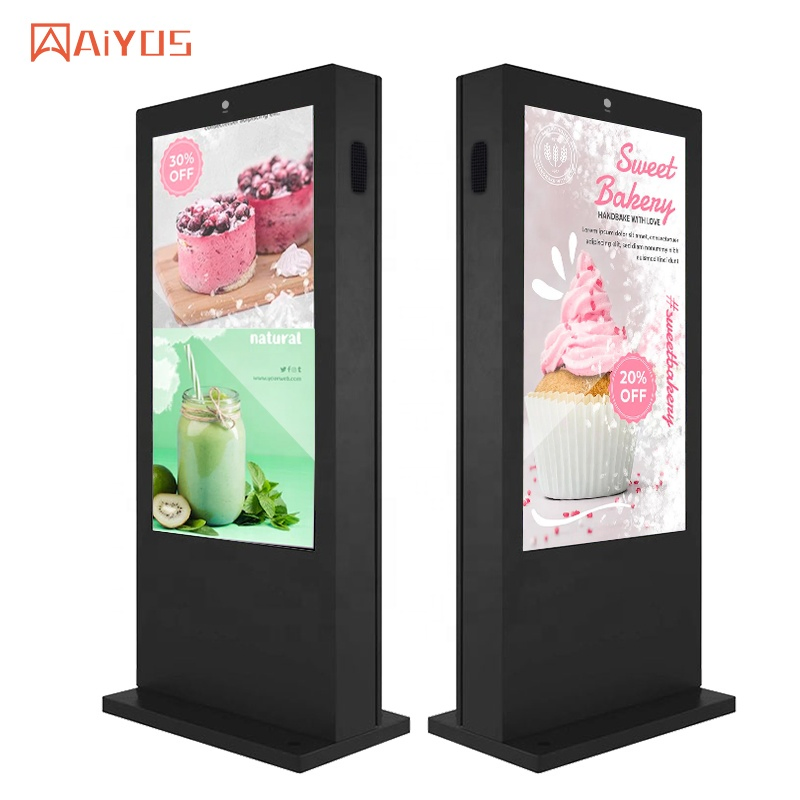 Aiyos Outdoor Digital Signage Floor Stand Kiosk 50 Inch UHD Display and Customize Logo Service Digital Signage