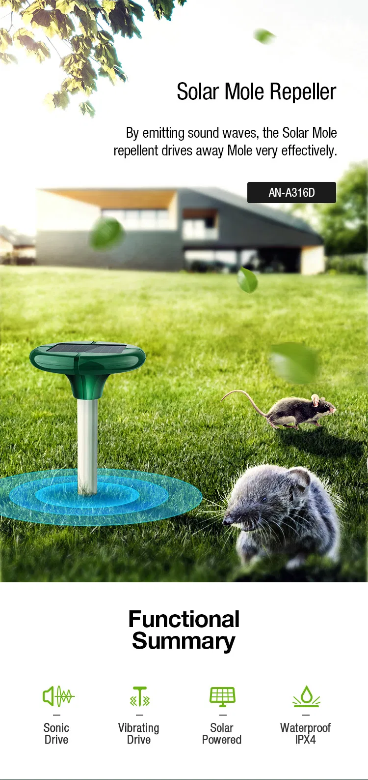 Mole Repeller Detail