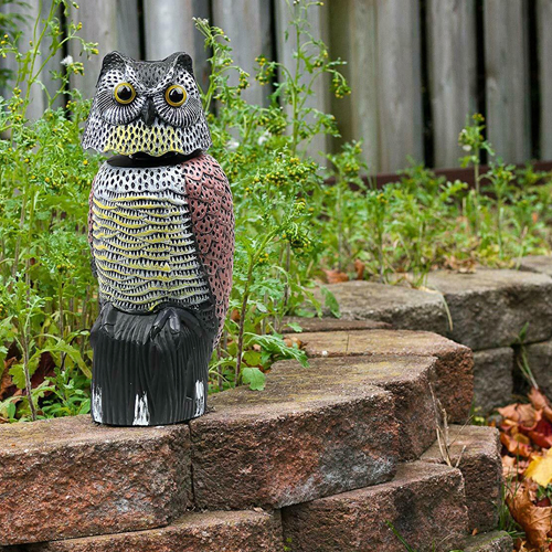 Plastic Owl Shape Bird Pest Control Garden Scarecrow with Movable Head