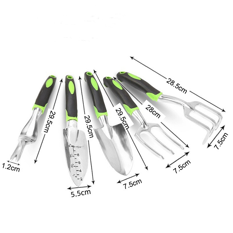 5 PCS Stainless Steel Garden Tool Kit Hand Trowel Rake Transplant Aluminium Alloy Ergonomic Metal for DIY Enthusiasts