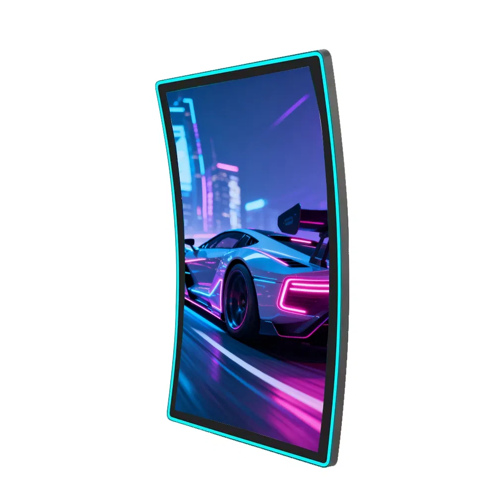Interactive 55-Inch Curved LCD Screen for Gaming and Signage