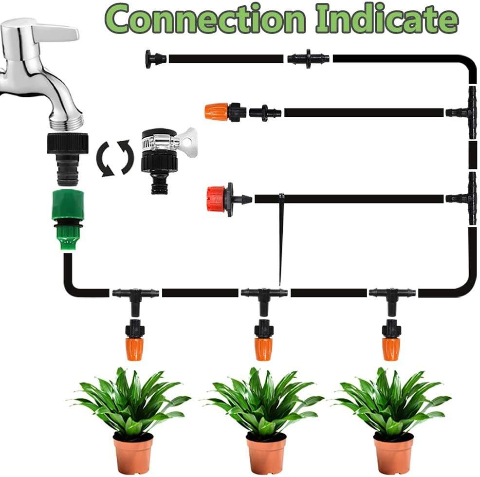 Greenhouse Garden Irrigation System Drip Irrigation Kit for Flower Bed Patio Lawn