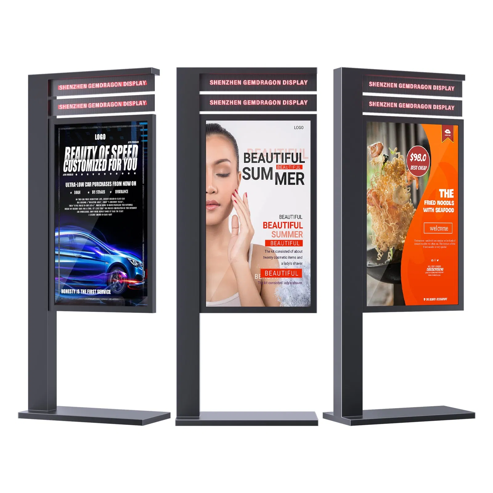 55 Inch Outdoor LCD Advertising Screen Floor Standing Signs Digital Signage and Displays Totem