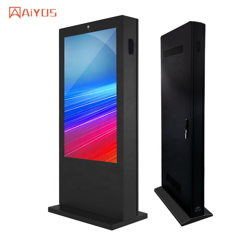 Aiyos Outdoor Digital Signage Floor Stand Kiosk 50 Inch UHD Display and Customize Logo Service Digital Signage