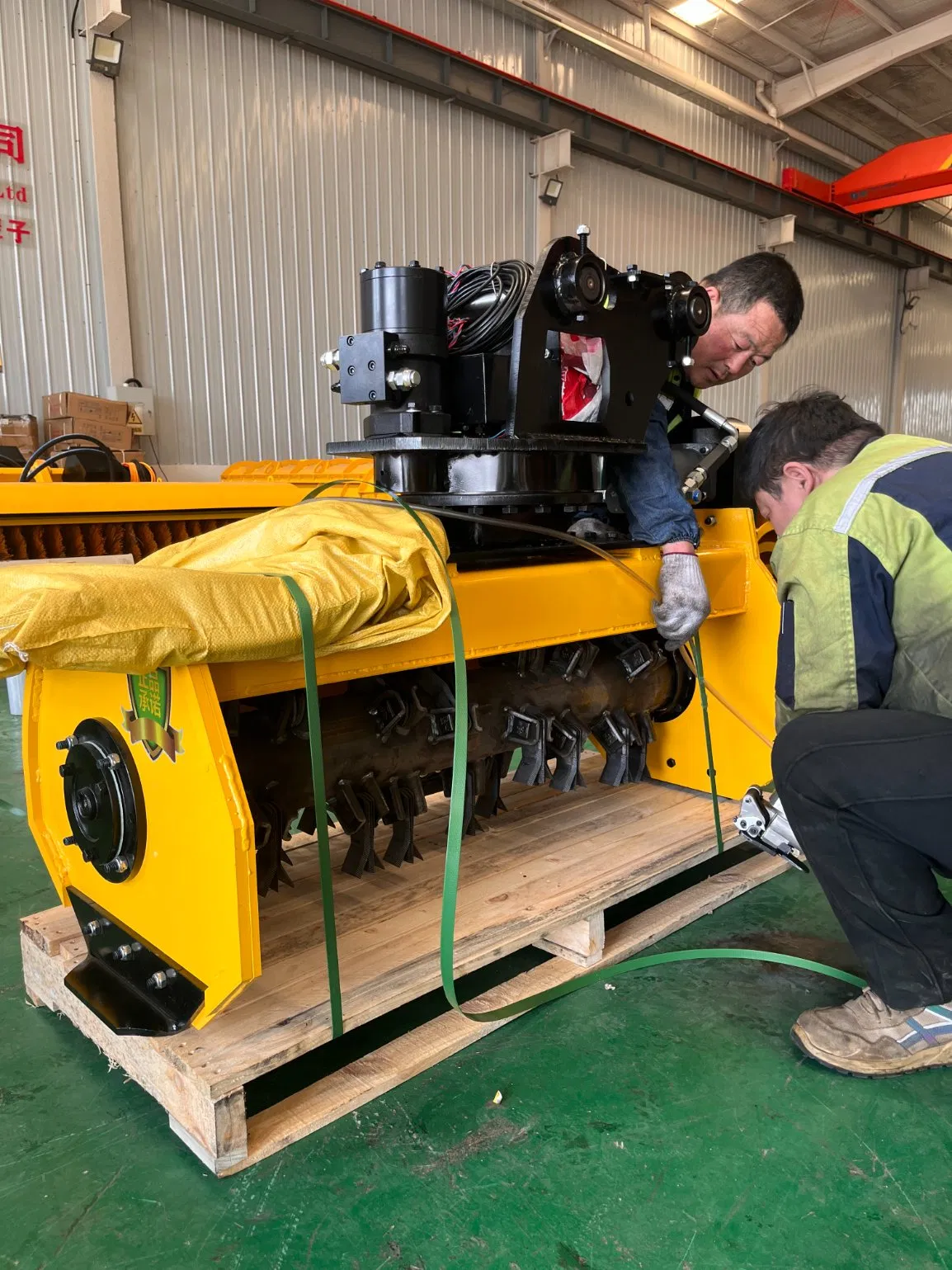 Excavator and Grass Crusher for Clearing Grassland
