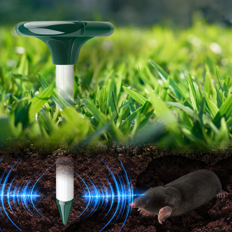 Solar-Powered Sonic Mole Repellent for Garden Pest Control