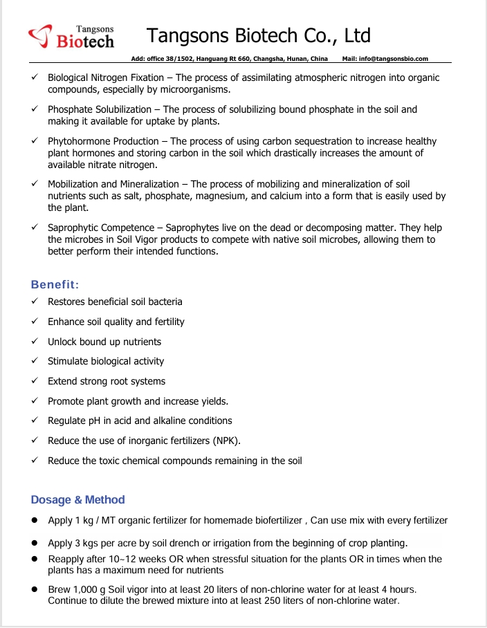 Organic Natural Nitrogen Biofertilizer - Enhances Root Strength Soil Application Organic Fertilizer
