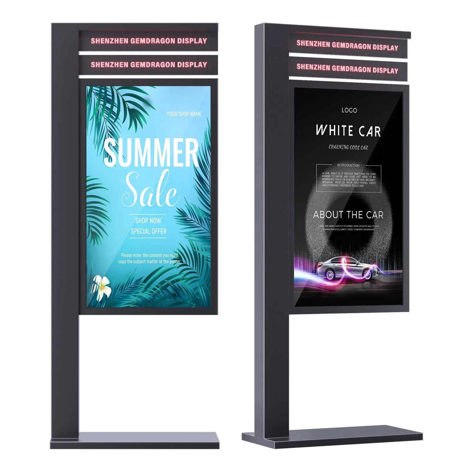 55 Inch Outdoor LCD Advertising Screen Floor Standing Signs Digital Signage and Displays Totem