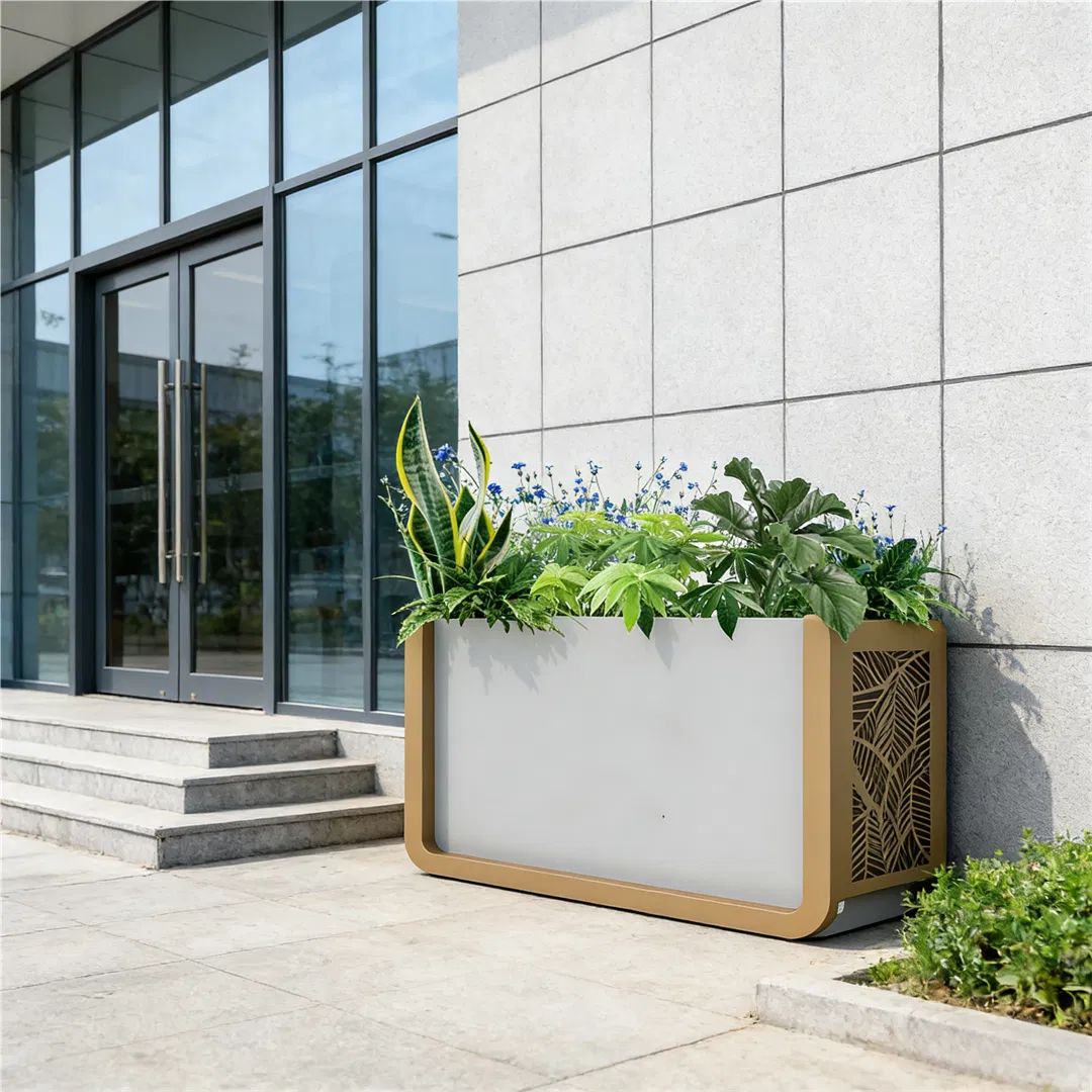 Durable Storage Flower Box Featuring Self-Watering and Rainwater Harvesting