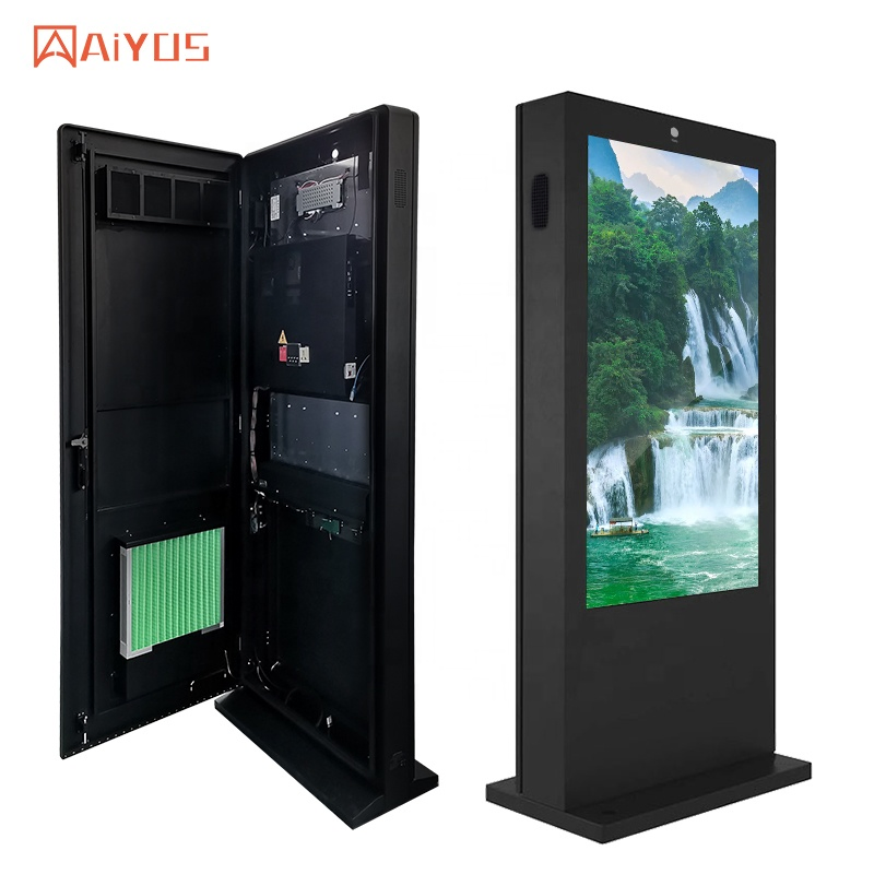 Aiyos Outdoor Digital Signage Floor Stand Kiosk 50 Inch UHD Display and Customize Logo Service Digital Signage