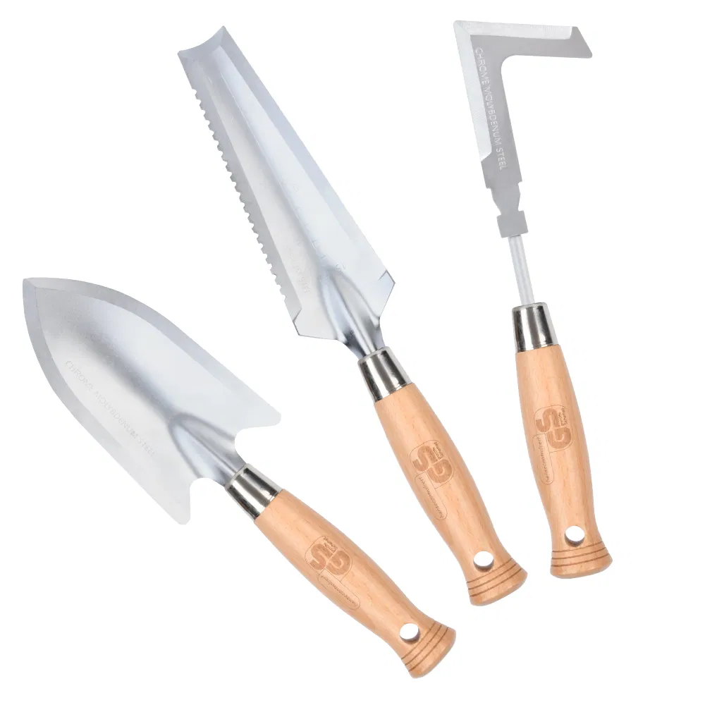Ergonomic 3PCS Wooden Garden Hand Tools Garden Shovel/Weed Cutter/Weeding Trowel for Household