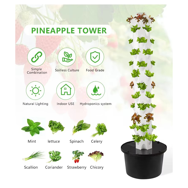 Agg 7-Tier Vertical Hydroponic Garden Tower for Herbs &amp; Vegetables Indoor/Outdoor Farming