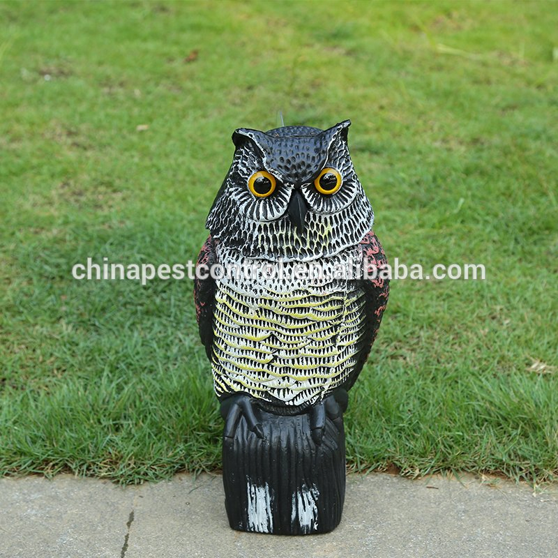 Plastic Owl Shape Bird Pest Control Garden Scarecrow with Movable Head