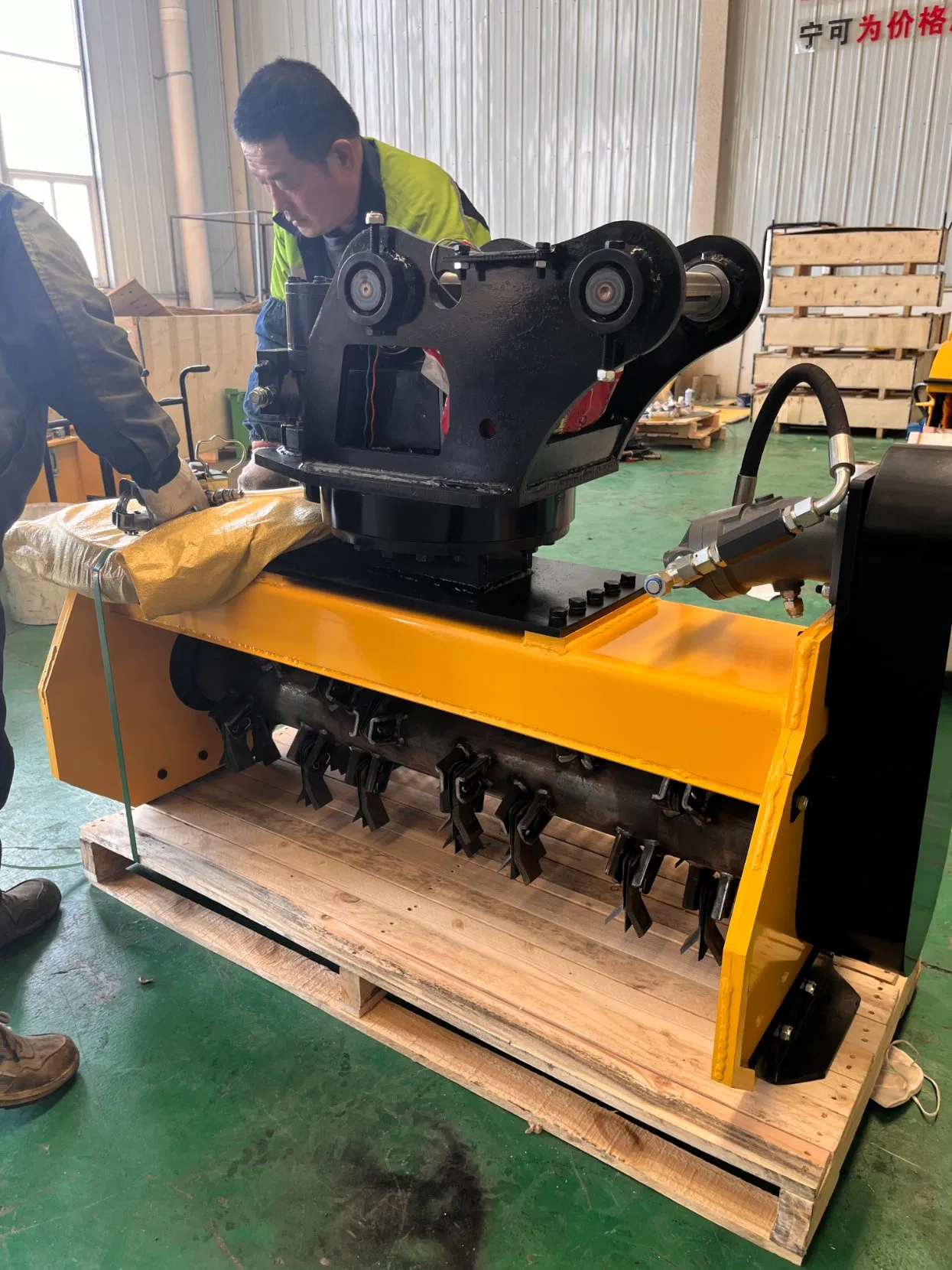 Excavator and Grass Crusher for Clearing Grassland