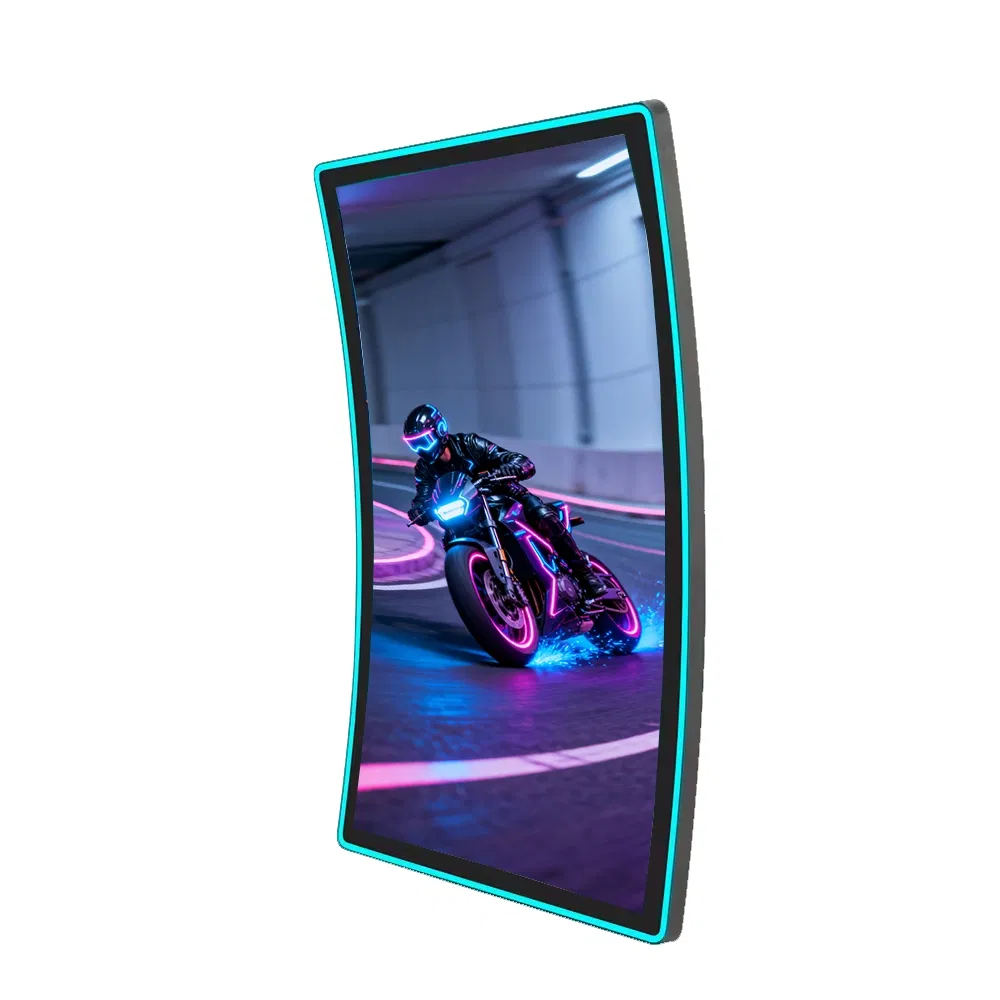 Interactive 55-Inch Curved LCD Screen for Gaming and Signage