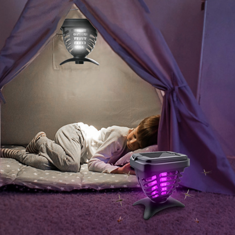 Solar-Powered Electric Shock Mosquito Trap Pest Control with Garden Light Function