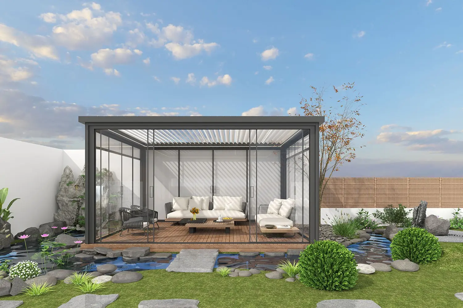 Luxury Smart Outdoor Louvered Roof Pergola