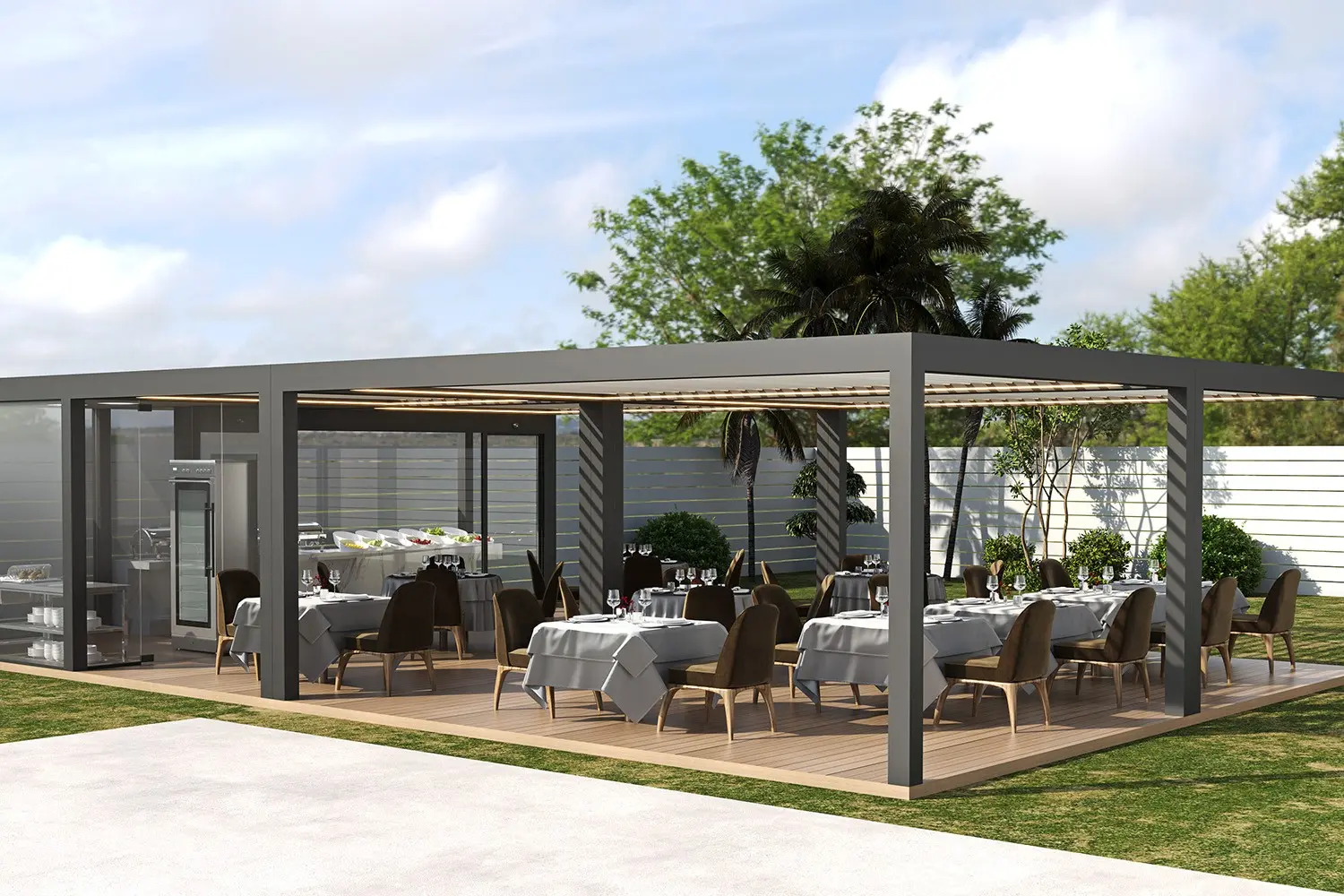 CE Certification 23x19.7ft / 7x6m Luxury Custom Weatherproof Aluminum Freestanding Pergola Factory, Exporter