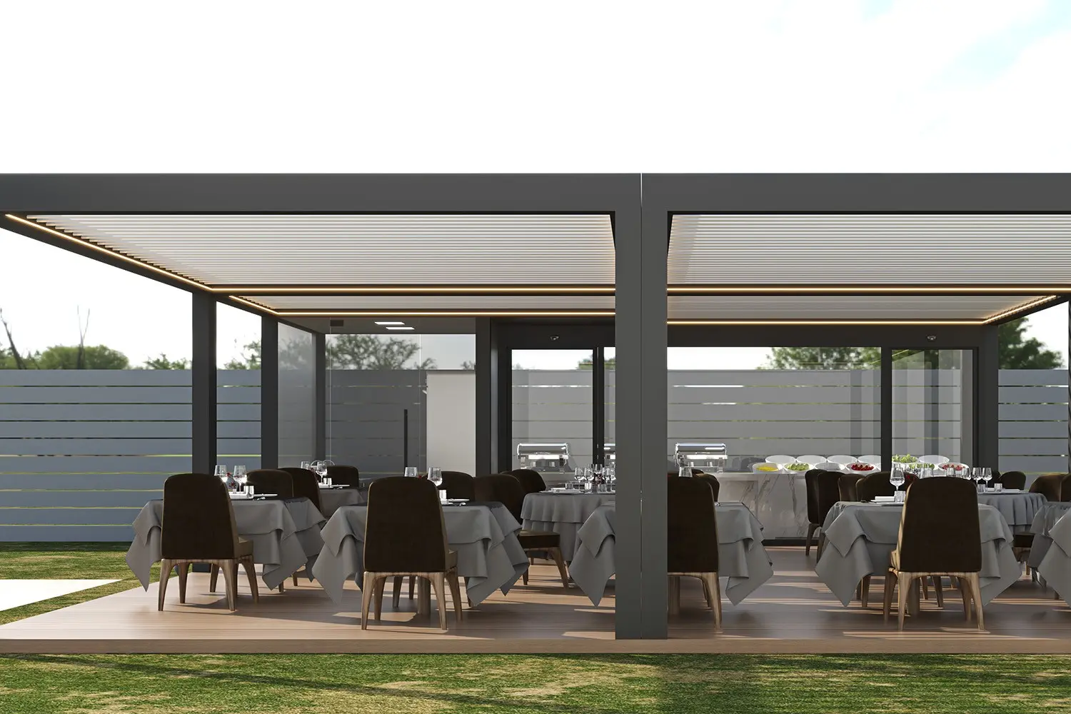CE Certification 23x19.7ft / 7x6m Luxury Custom Weatherproof Aluminum Freestanding Pergola Factory, Exporter