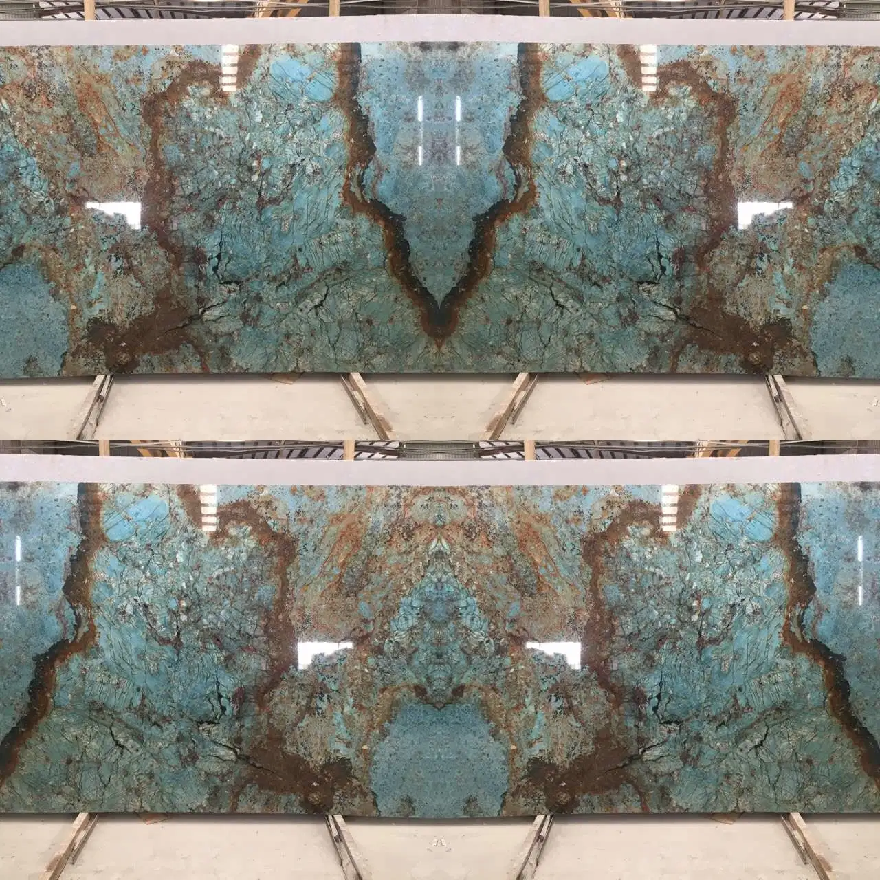 Natural Building Material Bookmatch Green/Blue Marble for Luxury Special Designs