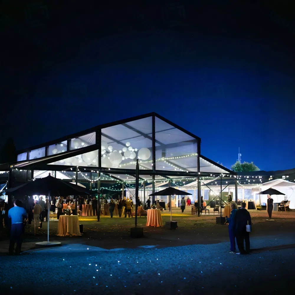 Outdoor Black Frame Clear PVC Cover Aluminum Luxury Transparent Marquee Wedding Party Event Atrium Tent for 500 People