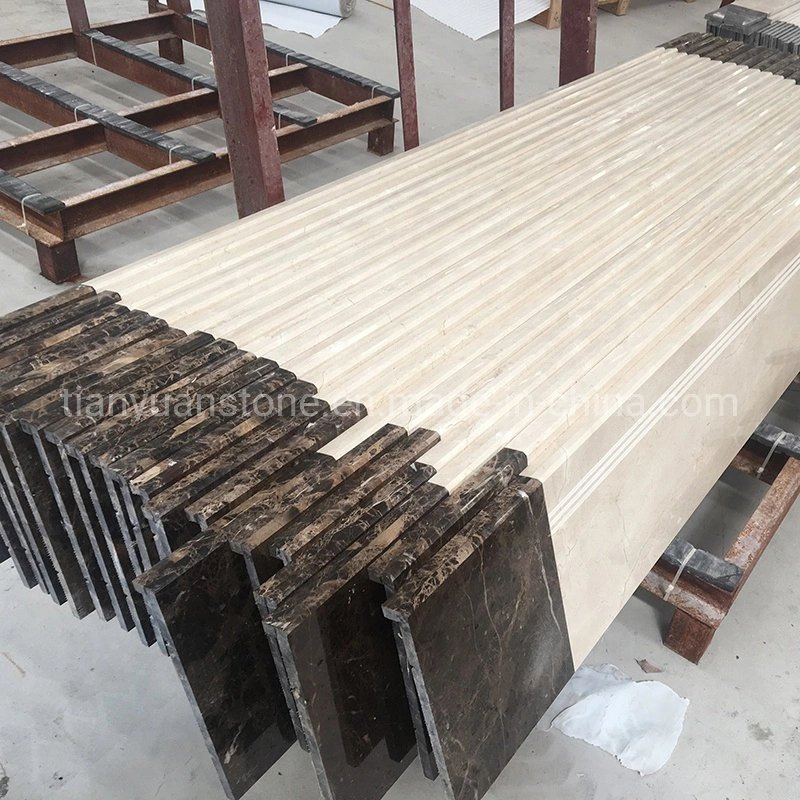 Mixed Color Dark Emperador and Sofiet Gold Marble Stair Tread