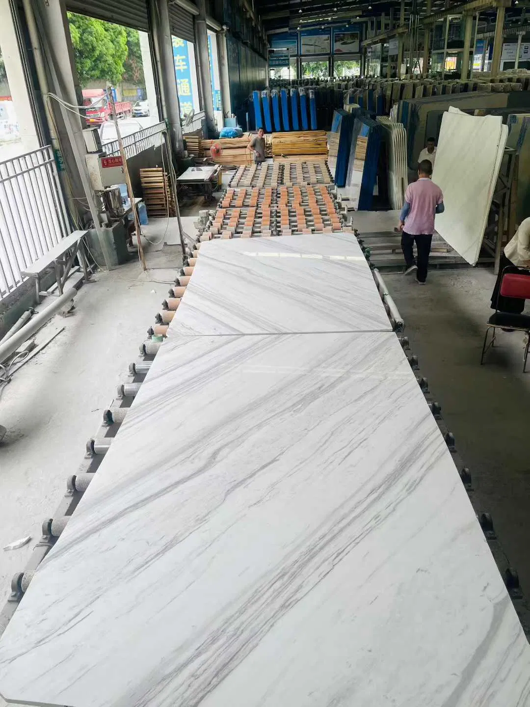 White Marble Slab Supplier Volakas White Bookmatch Grey Veins