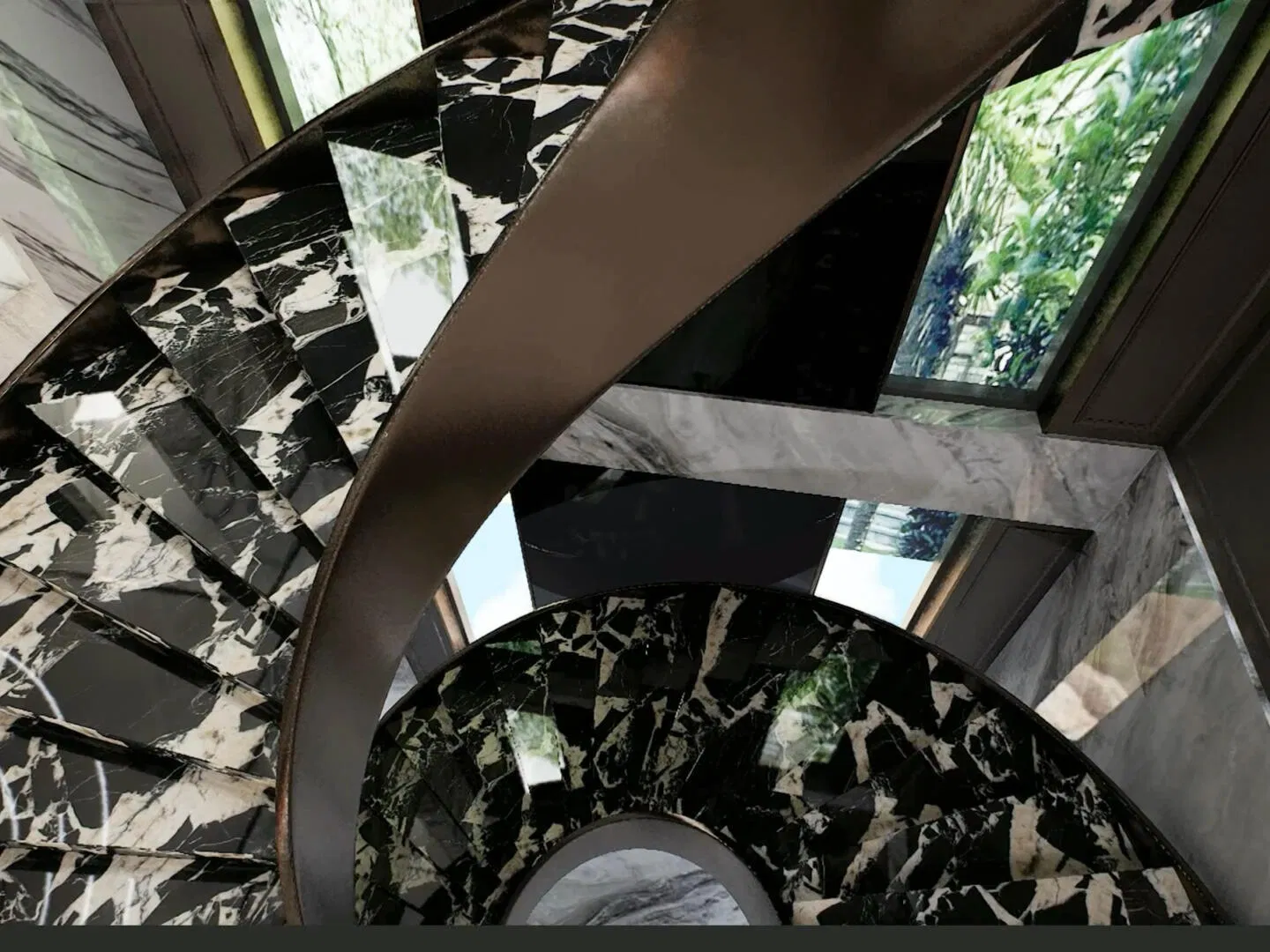 Polish Marble Stair Treads and Risers Black Stone Stair Treads for Hotel and Home