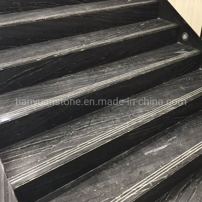 Black Marquina Marble Step/Stair Treads with Anti-Slip Nosing
