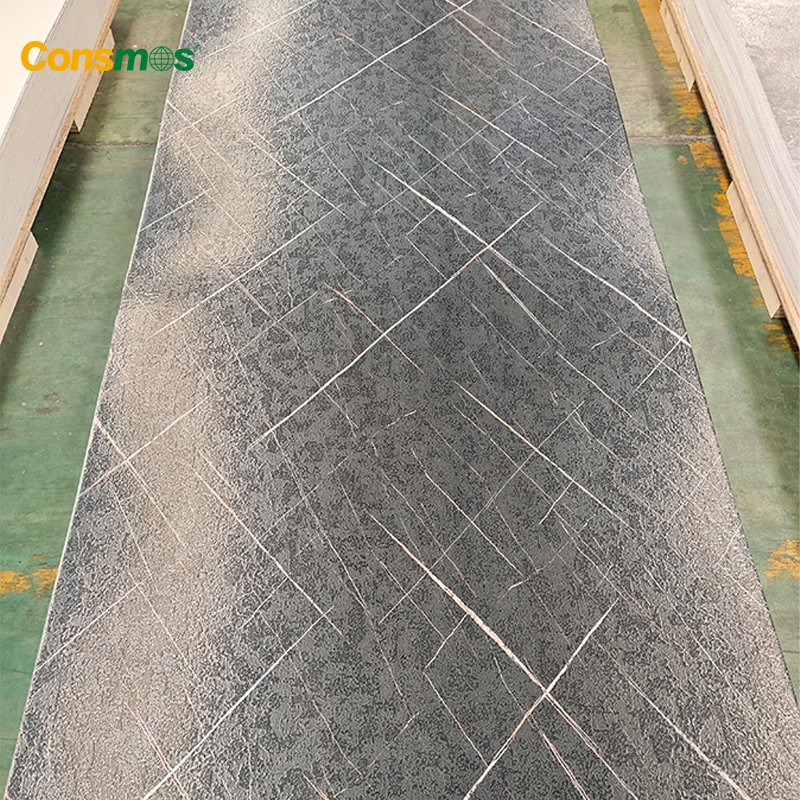 1.22X2.44m Thickness 3mm Interior Decoration Wall Panel UV Coating PVC Marble Sheet